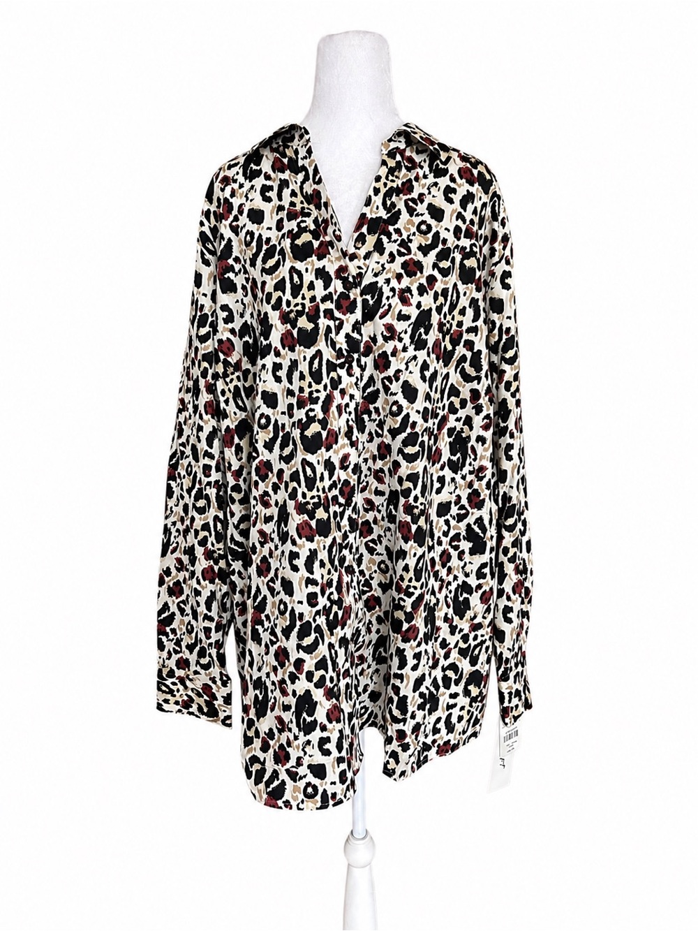 NWT Foxcroft Faith Long Sleeve Animal Print Blouse Womens Plus Size 24W Shirt